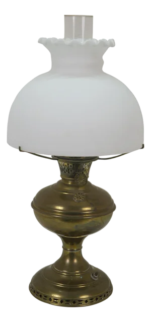 Antique Aladdin Mantle Lamp Co Brass Converted Hurricane Oil Lantern Lamp 20"