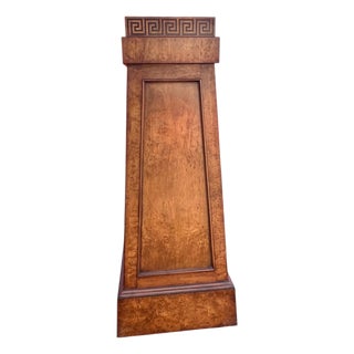 Large Burl Wood Pedestal Greek Key Design For Sale