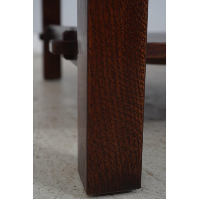 Brown Stickley Large Mission Oak Tile Top Coffee Table For Sale - Image 8 of 14