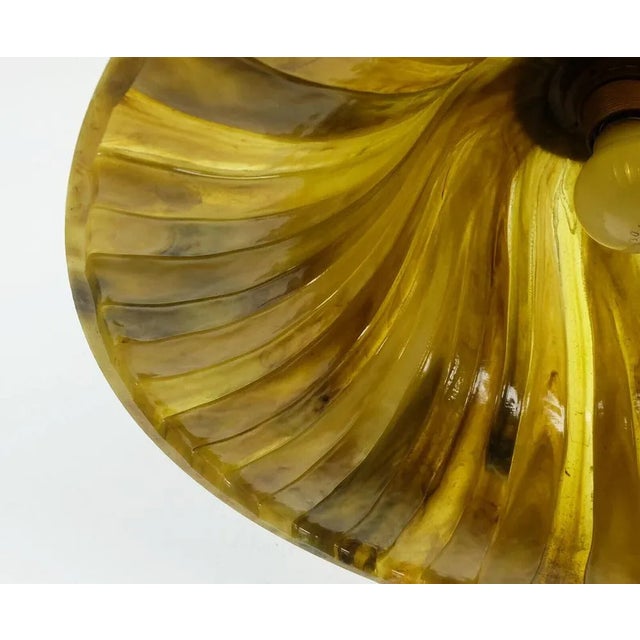 Metal Vintage Pendant Lamp in Amber Color, Acrylic and Brass, 1970s For Sale - Image 7 of 11