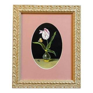 Contemporary Floral Still Life Tulip Painting. Framed For Sale