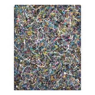 White Noise - Colorful Energetic Abstract Expressive Textural Drip Painting Original Artwork by Marc Raphael For Sale