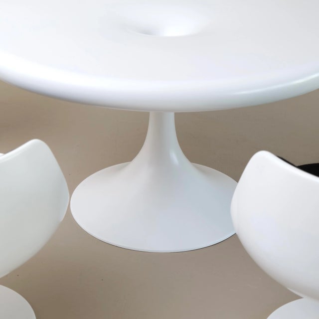 1970s Cognac Model Chairs & Santarelli Table from Asko, Set of 6 For Sale - Image 5 of 8