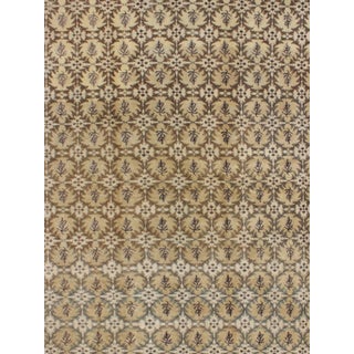 Vintage Turkish Modern Rug With Repeating Geometric Pattern in Beige, Brown, and Soft Gray Tones For Sale