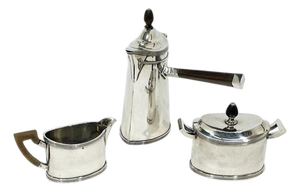 Dutch Silver Chocolate Pot Set, by Kempen & Sons, 1918, Set of 3
