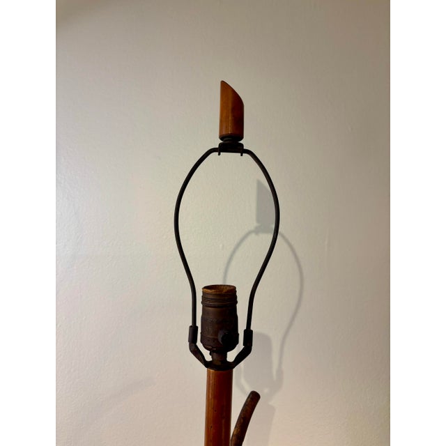 Wood Vintage Figural Bamboo Table Lamp, Coastal Italian Riviera Organic Modern For Sale - Image 7 of 8