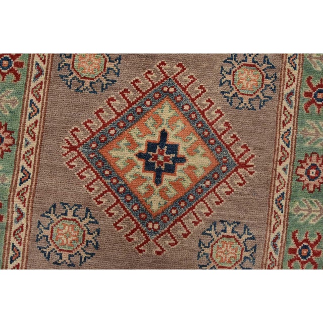 Textile Kazak Runner 2’7” X 9’9” Brown Wool Tribal Hand-Knotted Oriental Rug For Sale - Image 7 of 13