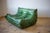Ligne Roset Dubai Green Leather Togo Lounge Chair, Corner and 2-Seat Sofa by Michel Ducaroy for Ligne Roset, 1979, Set of 3 For Sale - Image 4 of 14