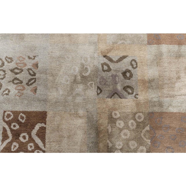 Modern Tibetan Patchwork Rug in Earth Tones by Doris Leslie Blau For Sale - Image 4 of 9