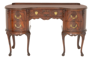 Queen Anne Style Mahogany Kidney Shaped Desk