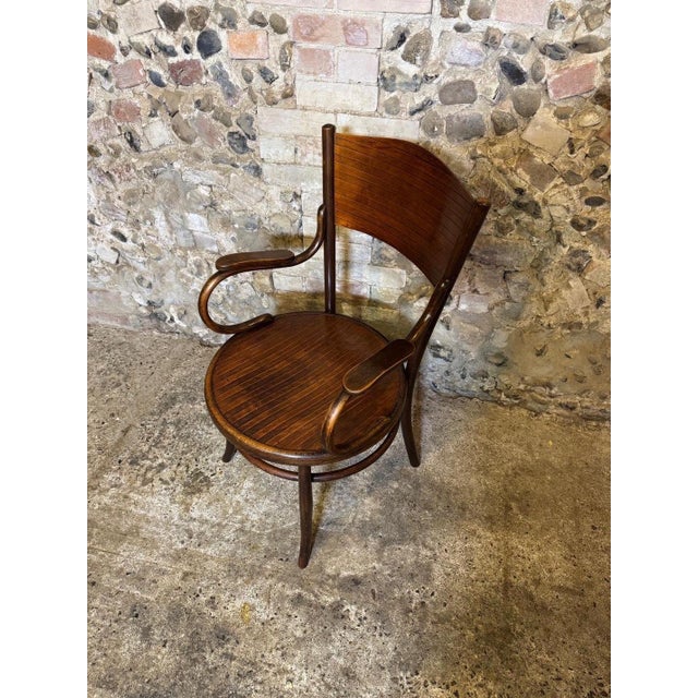 Brown Antique Bentwood Armchair by Fischel, 1890s For Sale - Image 8 of 18