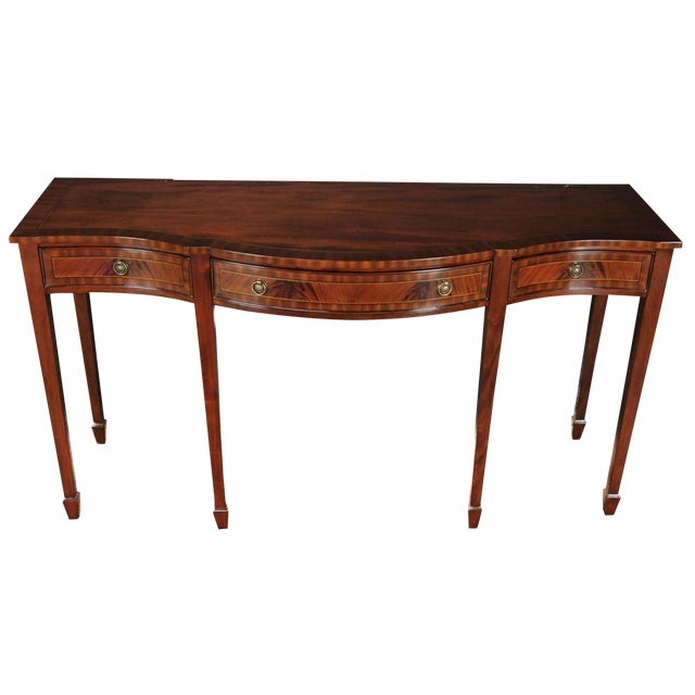 Three Drawer Mahogany Console Table For Sale