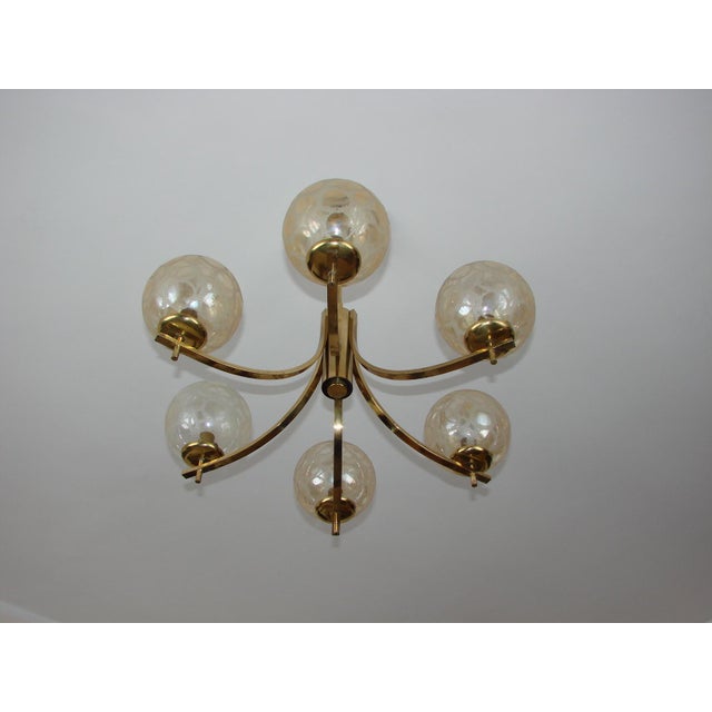 Gold Vintage Chandelier in Brass, Aluminium and Glass, 1970s For Sale - Image 8 of 12
