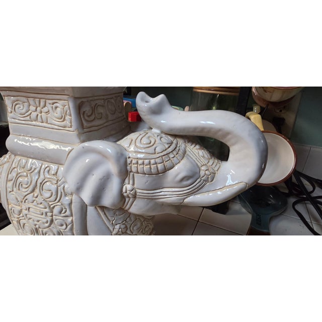 Ceramic Large Ceramic Elephant Chinosierie Garden Stool Plant Stand For Sale - Image 7 of 7