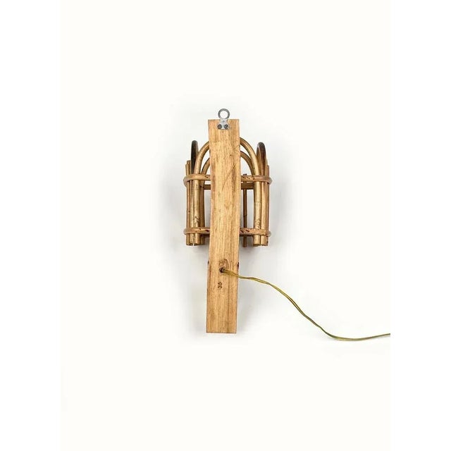Wall Lamp in Rattan and Bamboo in the style of Louis Sognot, Italy, 1960s For Sale - Image 11 of 12