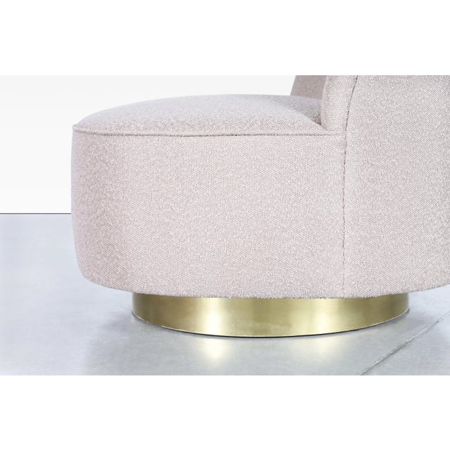 Vintage Brass Swivel Lounge Chairs in Beige Boucle, 1980s For Sale - Image 9 of 12