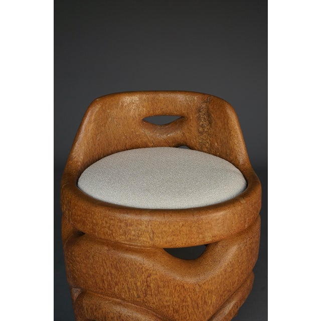 Hand-Carved Palm Wood Side Chair, 1970s For Sale - Image 9 of 10