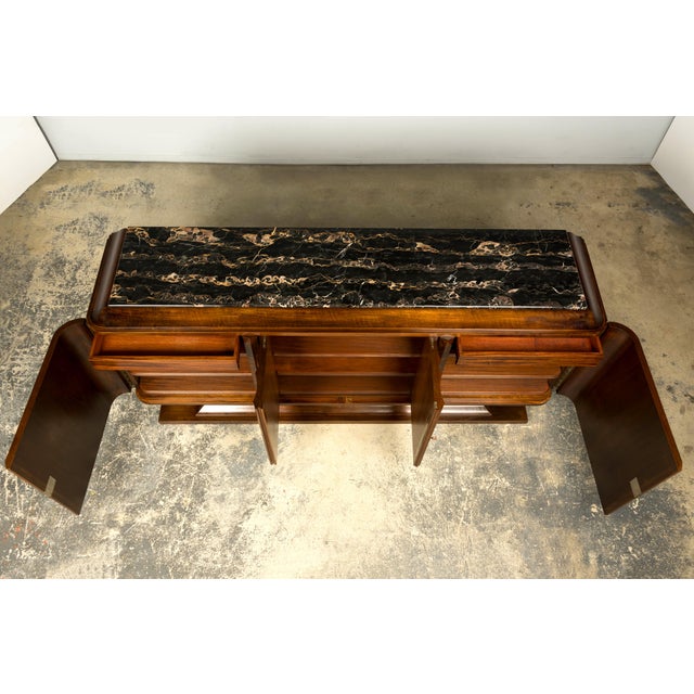 Art Deco 1940s Monumental Sideboard by A. Bicchierini, Burl Wood & Marble, Provence For Sale - Image 3 of 18