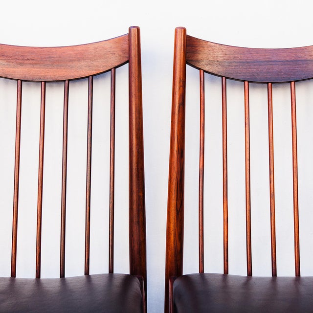 Mid-Century Modern Vintage Arne Vodder Model 422 Rosewood & Leather Danish Modern Dining Chairs For Sale - Image 3 of 12