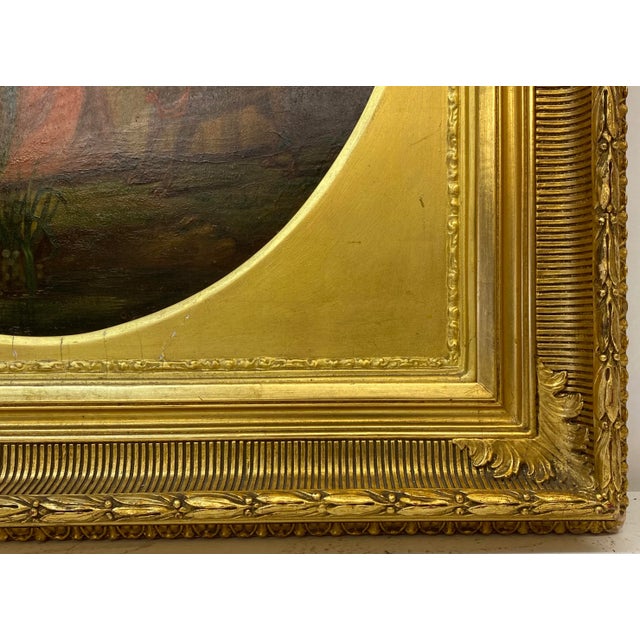 Wood Eduard L. Roelant Mid-19th Century Oil Portrait of Two Sisters With Their Dog For Sale - Image 7 of 12