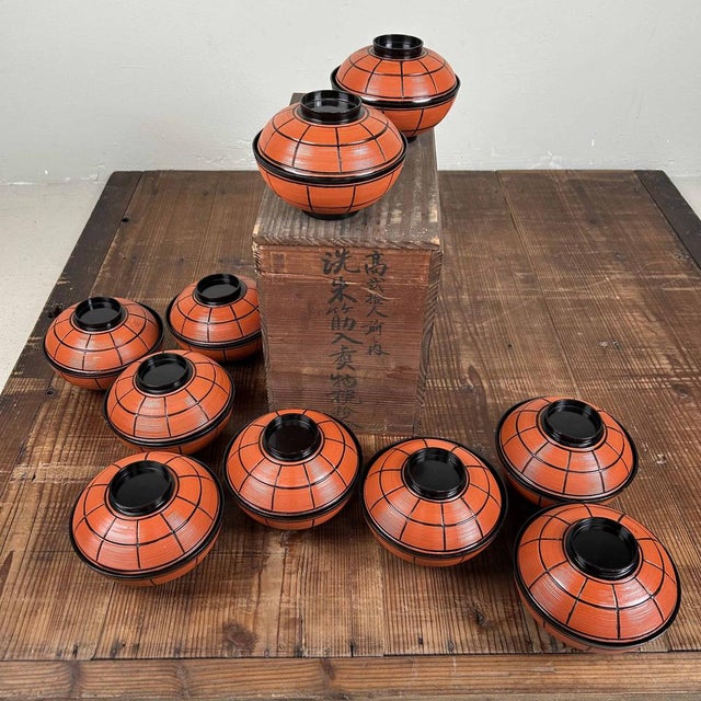 Wood Lacquered Wooden Nuri Owan Serving Bowls, Japan, 1970s, Set of 10 For Sale - Image 7 of 18