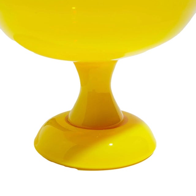Vintage Cadmium Yellow Opaline Compote For Sale - Image 4 of 6