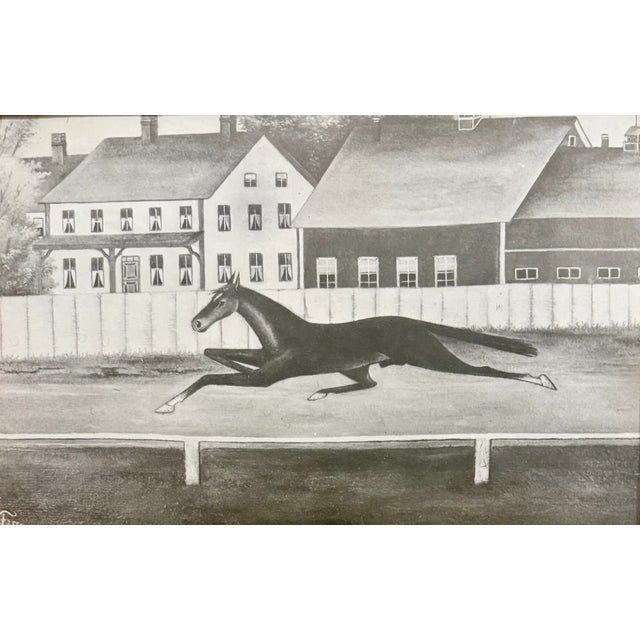 Figurative Early 20th Century Reproduction Print Race Horse Charcoal Drawing Signed by Artist For Sale - Image 3 of 11