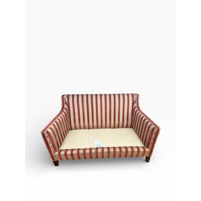2000 - 2009 Century Furniture Classic Tailored Loveseat in Custom Striped Upholstery, Made in Usa For Sale - Image 5 of 15
