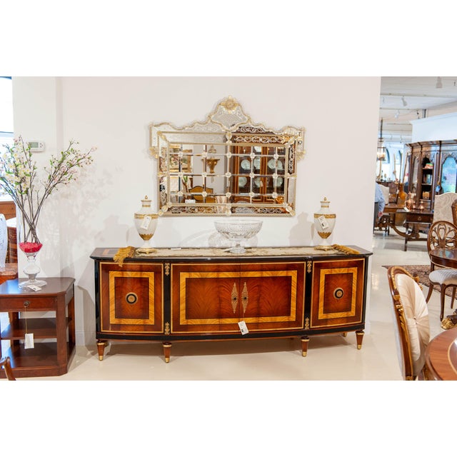 Rosewood and Oak Burl Sideboard With Black Lacquer Accents For Sale - Image 6 of 6