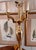 Late 20th Century Vintage Tall Heavy Brass Three Arm Bouillotte Lamps With Creamy Off White Pleated Shades - a Pair For Sale - Image 5 of 10