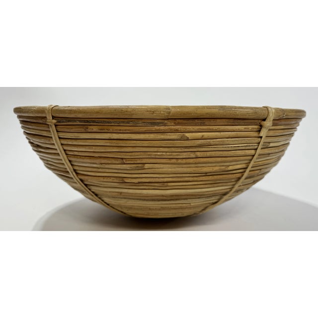 Vintage Oversized Coiled Pencil Reed Bowl For Sale - Image 9 of 11