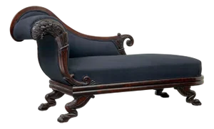 Antique William IV Carved Mahogany Chaise Longue, 1835