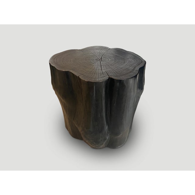 2010s Andrianna Shamaris Impressive Charred Teak Wood Side Table For Sale - Image 5 of 6