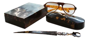 Glasses, Box and Letter Opener, 1950s, Set of 4