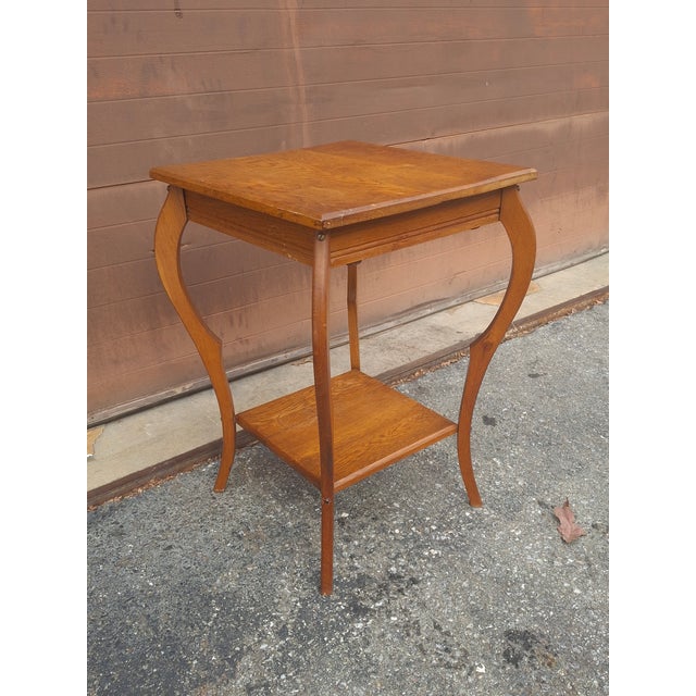 Late 19th Century Victorian Arts and Crafts Oak Two-Tier Single Drawer Side Table For Sale - Image 10 of 12
