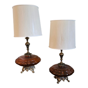 Pair of 1970s Hollywood Regency Ef Industries Lamps