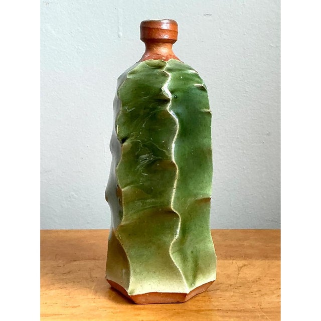 Vintage Green Sculptural Ceramic Vase For Sale - Image 18 of 18