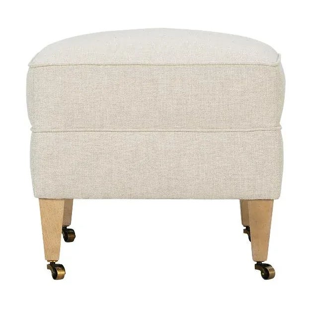 Alcott Ottoman, Cream Linen For Sale - Image 4 of 8