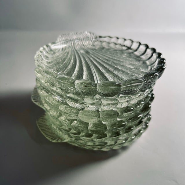 Mid 20th Century Pressed Glass Seashell Coaster Set- 7 Pieces For Sale - Image 10 of 12