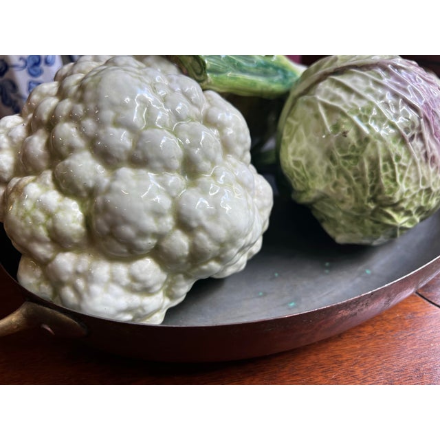 Set of 6, Vintage Ceramic Vegetable and Metal Basket Set For Sale - Image 11 of 11