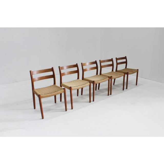 1960s Vintage Danish Model 84 Dining Room Chairs by Niels Otto for J.L. Møllers, 1960s, Set of 5 For Sale - Image 5 of 11