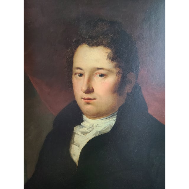 Realism Antique Early 19th Century Oil Painting Portrait of a Handsome Sea Captain For Sale - Image 3 of 18
