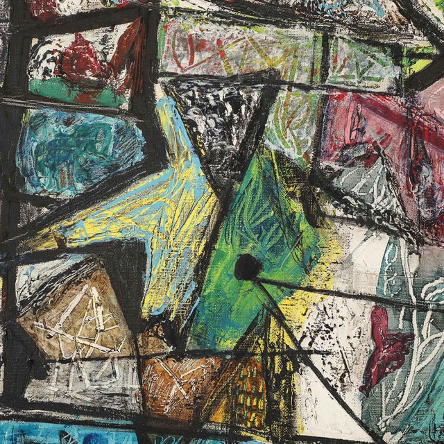 Mid-Century Abstract Textural Composition in Oil on Canvas Painting by Louis Schanker For Sale - Image 12 of 18