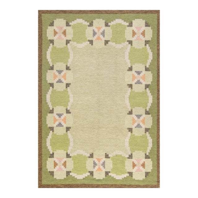 Doris Leslie Blau Vintage Swedish Flat-Weave Wool Rug Signed by Ingegerd Silow For Sale