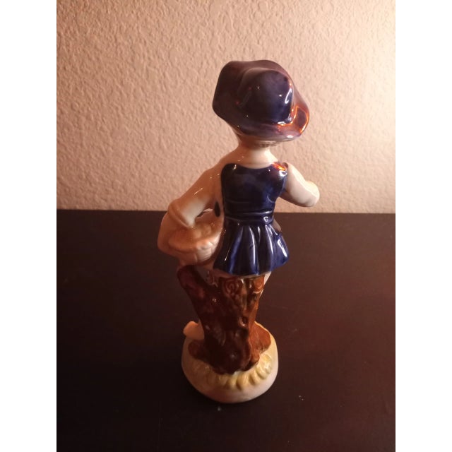 Ceramic 1970s Blue & White Porcelain Boy & Girl Figurines- Set of 2 For Sale - Image 7 of 11