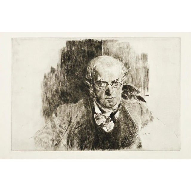 Portrait of Adolph Menzel - Original Etching by Giovanni Boldini - 1897 1897 For Sale - Image 4 of 4