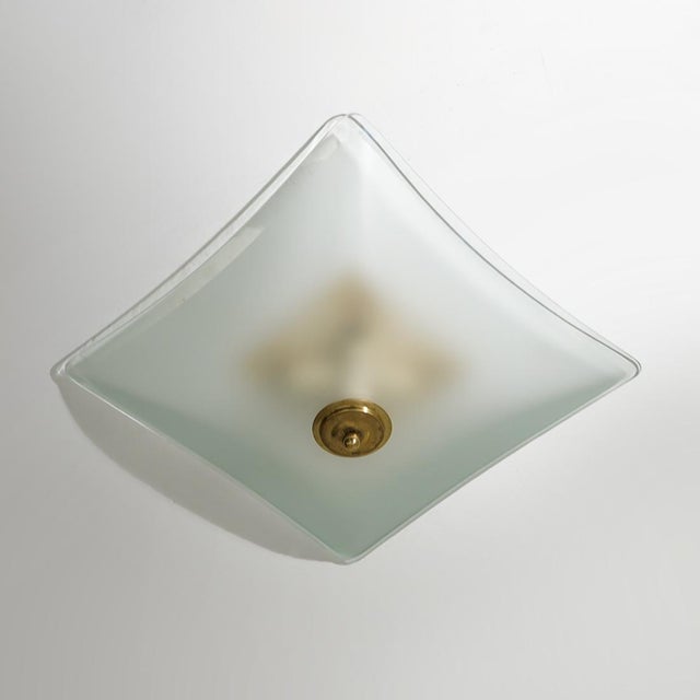 Sirrah Ceiling Lamp in Satin Glass and Brass by Kazuhide Takahama for Sirrah, 1970s For Sale - Image 4 of 13