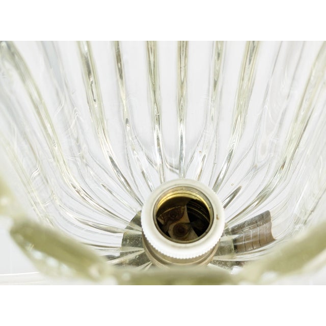 Brass and Clear Murano Glass Pendant Light attributed to Barovier & Toso For Sale - Image 12 of 13