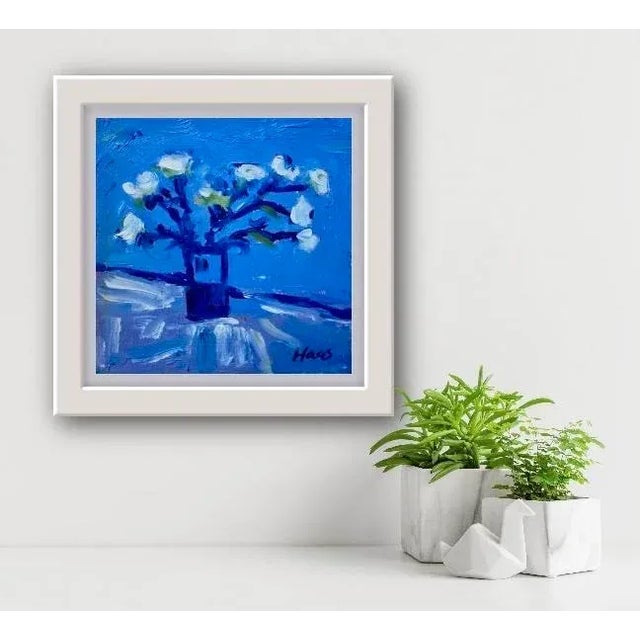 Contemporary Blue on Blue #2 Monochromatic Blue Oil Painting For Sale - Image 3 of 4