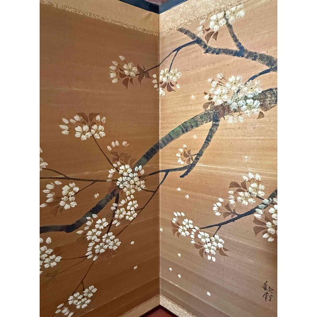 Vintage Japanese Byobu Folding Screen For Sale - Image 10 of 12
